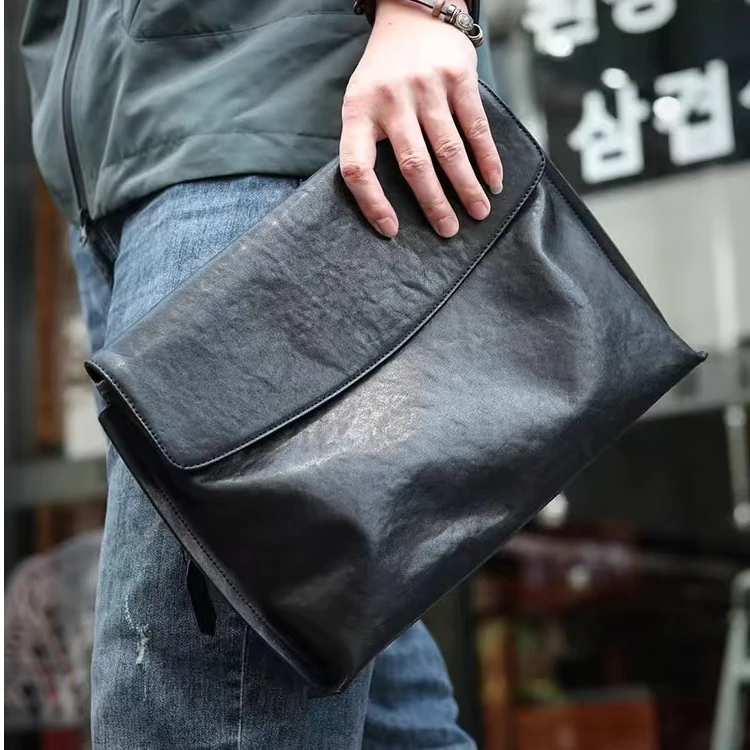 鹿师傅斜挎包时尚休闲百搭真皮复古简约潮流单肩个性商务韩版街头