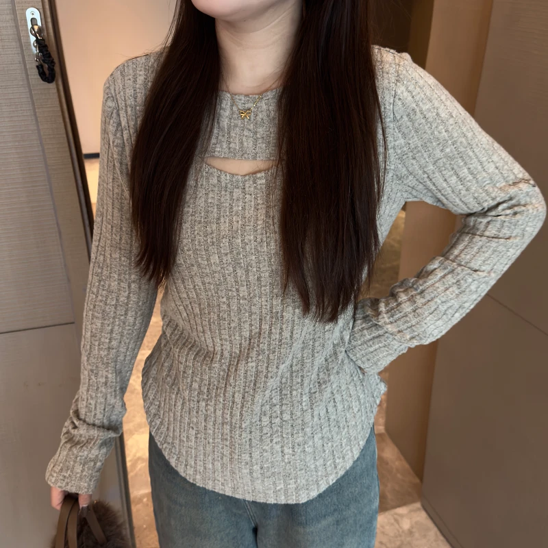 盈盈&南岛风大码女装韩版长袖针织衫女春秋打底衫显瘦毛衣ZYY1274