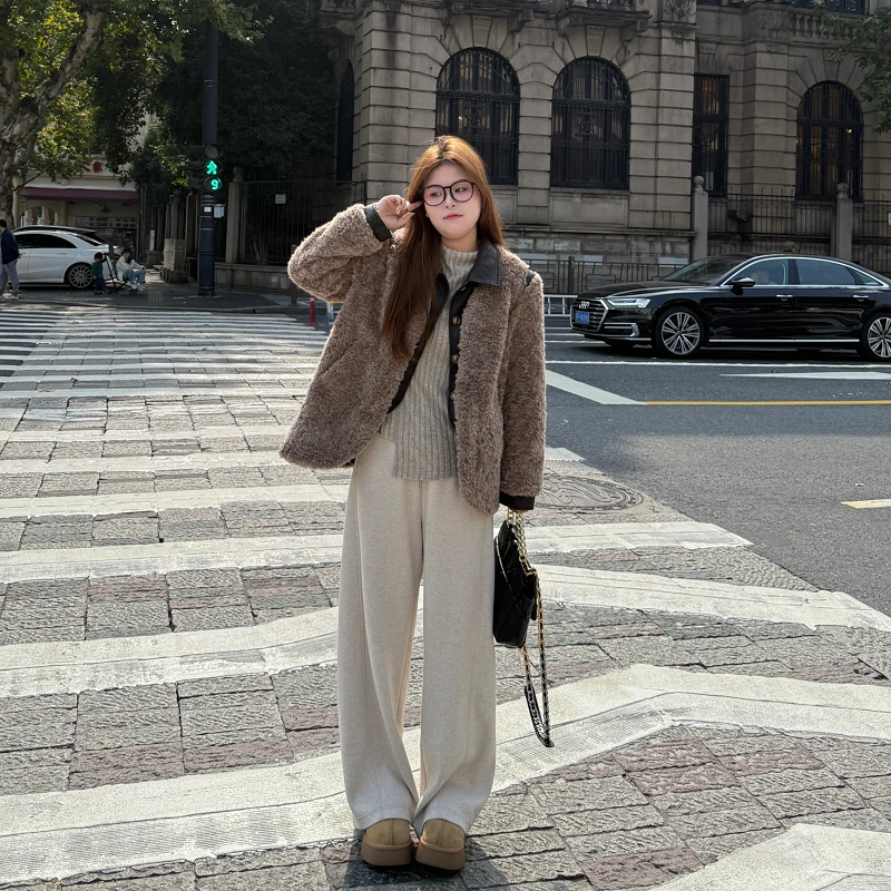 盈盈&南岛风大码拼皮假两件胖mm小香风外套女冬高级感显瘦ZYY1225