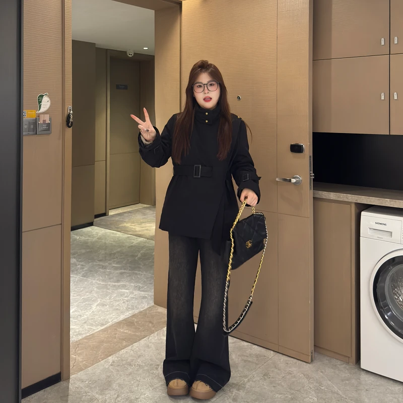 盈盈&南岛风大码韩版立领风衣女装冬胖mm气质白鸭绒羽绒服ZYY1269