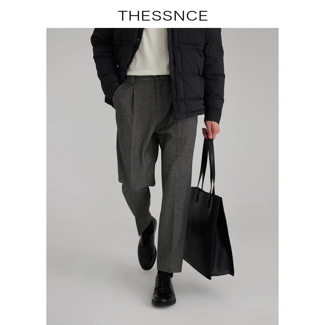 THESSNCE.[K004]"羊绒"质感双面磨毛四面弹 筋腰直筒休闲裤男秋冬