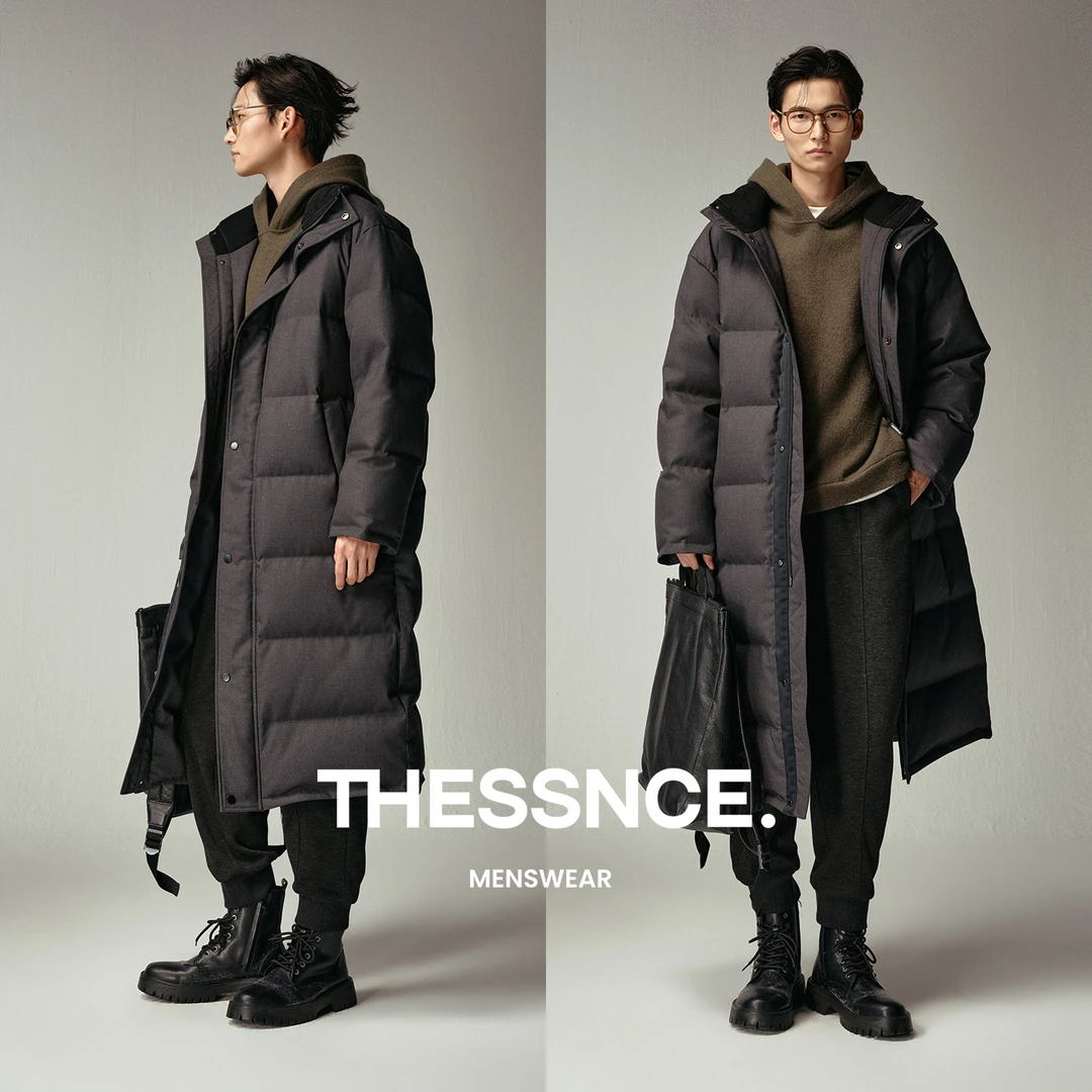 【三星羽绒】 重磅小米格长款羽绒服三星90白鸭绒保暖立领外套男冬