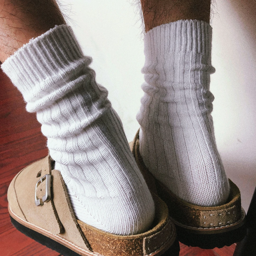 TREETALLIFE秋冬cityboy情侣纯色中筒长筒运动日系粗针袜堆堆袜