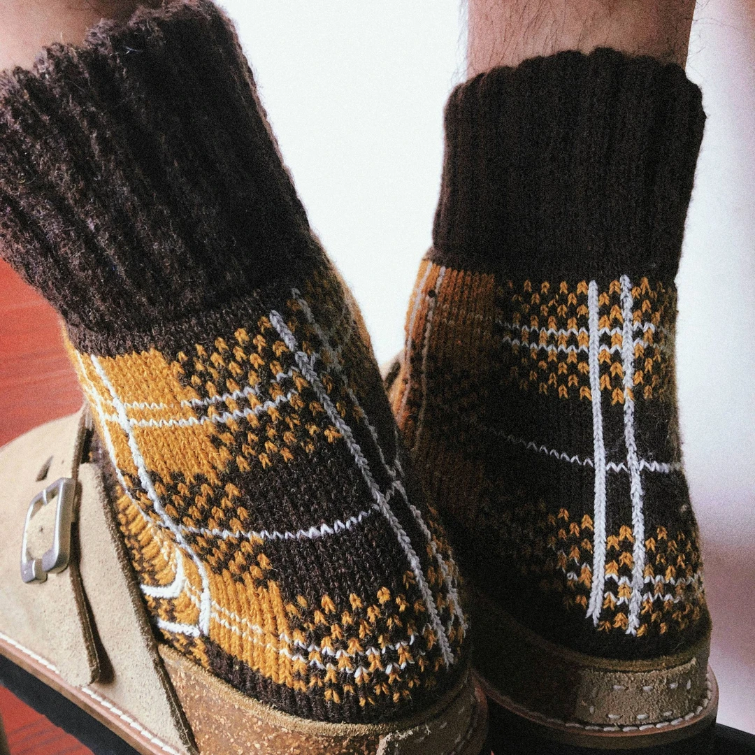 TREETALLIFE秋冬加厚撞色格子保暖毛圈多巴胺运动袜cityboy中筒袜