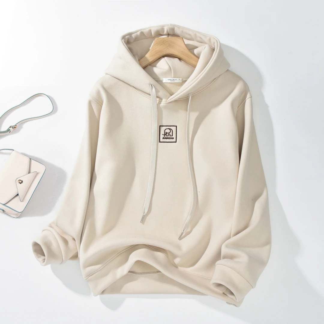 外贸2024冬季新款刺绣吉象休闲百搭加绒加厚保暖连帽卫衣-217