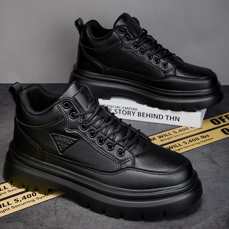 老陈鞋业男士中帮软皮机车靴马丁靴高帮英伦风a28