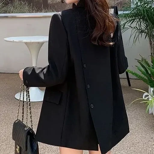炸街西装外套女年春秋季新款设计感后背开叉宽松百搭西服上衣