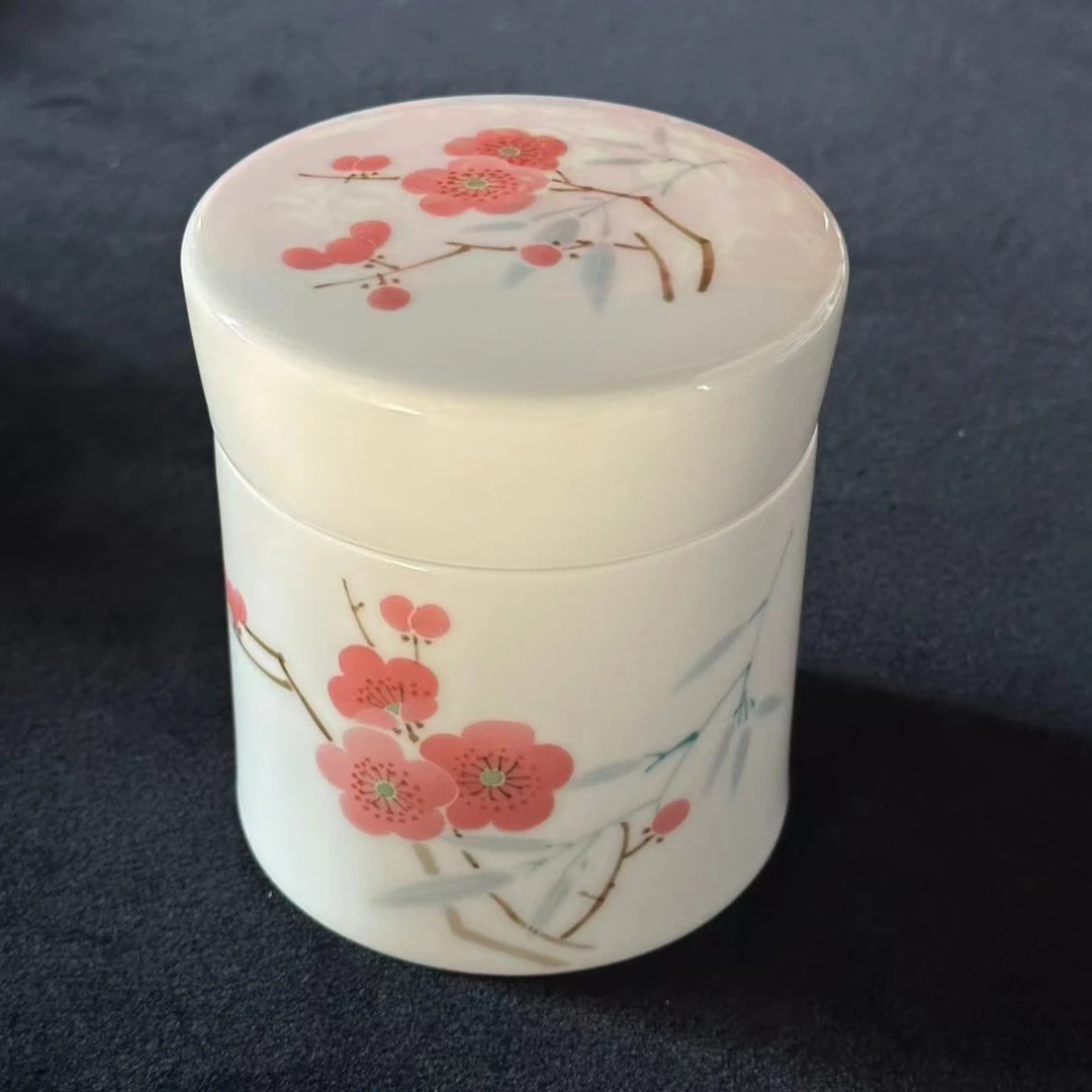 景德镇陶瓷翠竹红梅7501毛瓷烟筒手工