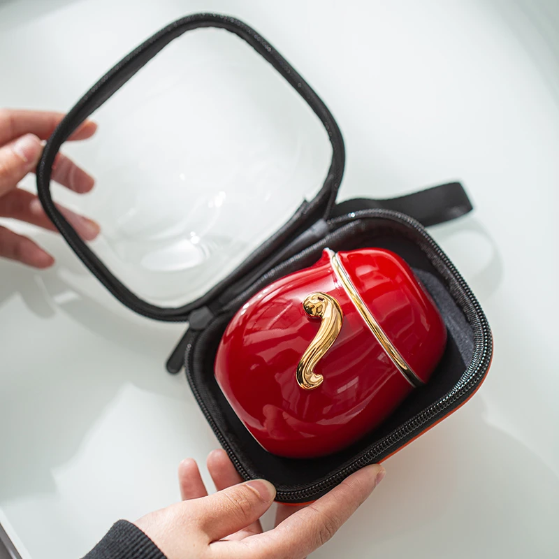 小兵兵陶瓷快客杯便携式户外旅行功夫茶具一壶三杯套装家用泡茶