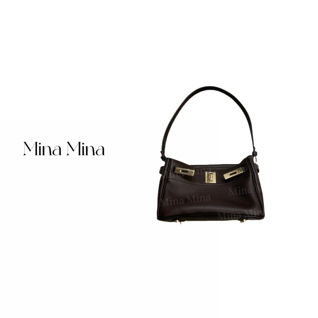 米娜 / MINA /800911  新款 经典百搭荔枝纹理软面牛皮单肩斜挎包