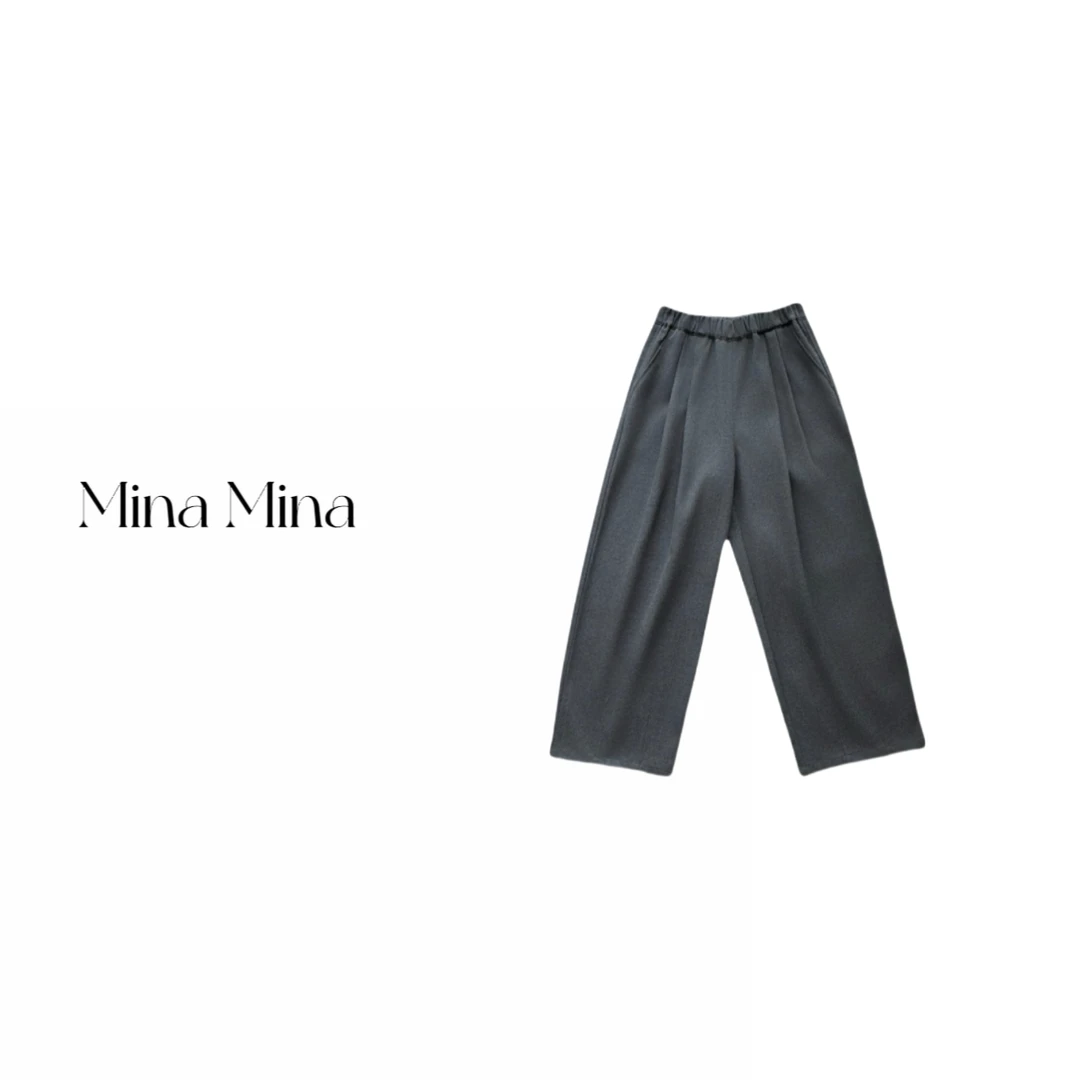 【小e裤】 Mina24秋冬新款  设计师百搭纯色宽松直筒字母刺绣直筒裤