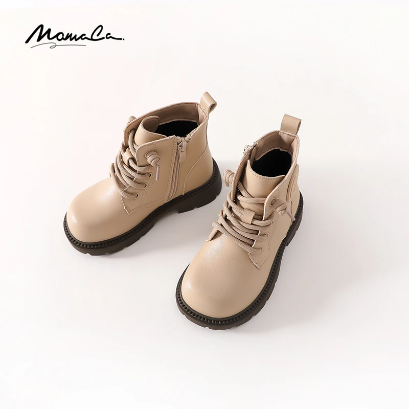 MOMOCO秋冬新款女童韩版休闲纯色洋气小马丁靴75831402004