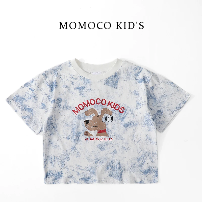 MOMOCO2024夏季新款儿童短袖T恤男童简约潮流印花短袖75230235030