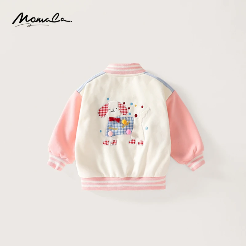 MOMOCO春秋季新款女童时尚甜美可爱百搭加绒棒球服75830107025