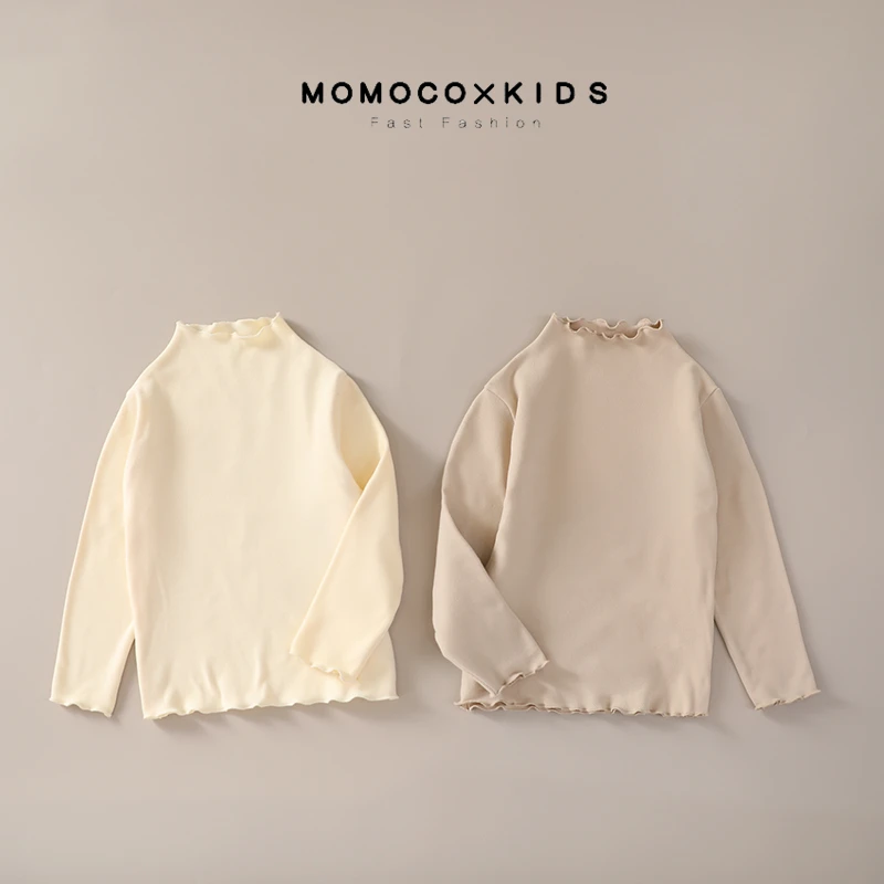 MOMOCO/儿童打底衫2023秋季童装纯色花边领女童百搭76830239209