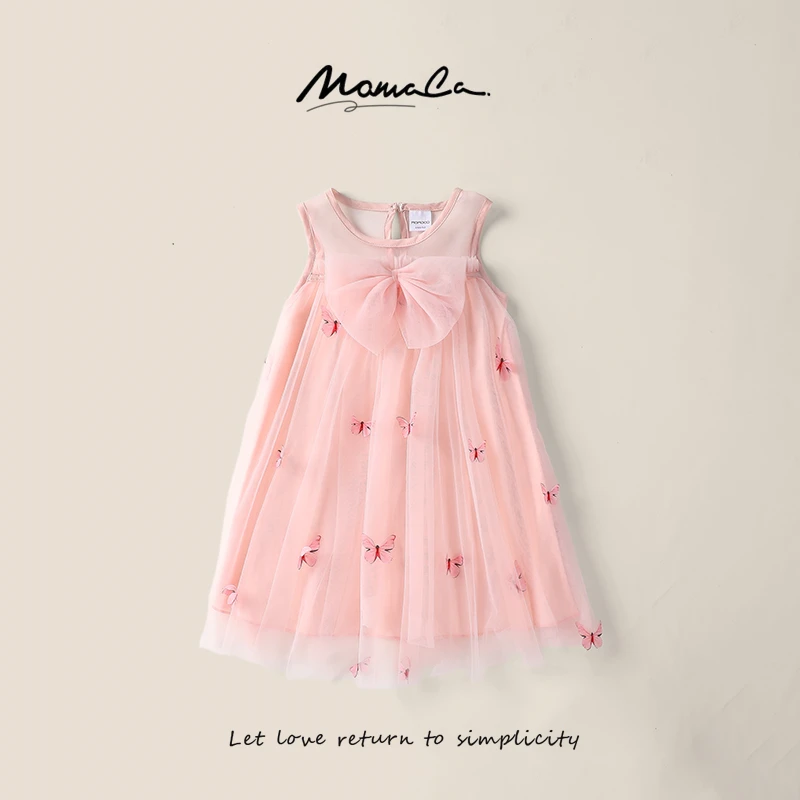 MOMOCO女童网纱背心裙夏季新款女宝宝无袖蝴蝶公主裙75630470023