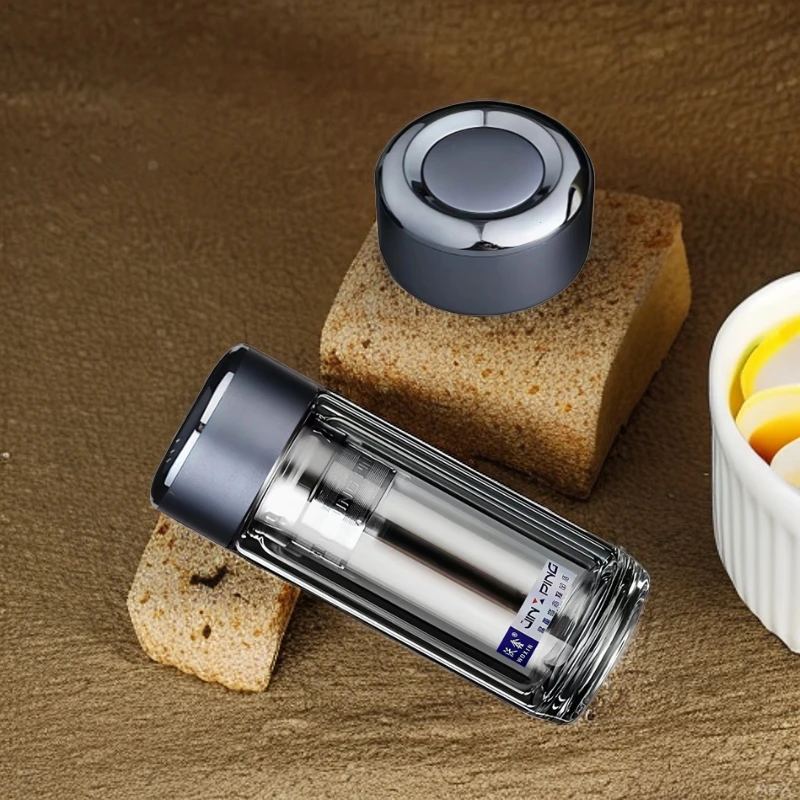 硅加厚高便携硼载耐高温男士水杯泡茶杯商用车玻璃杯双层防爆家用