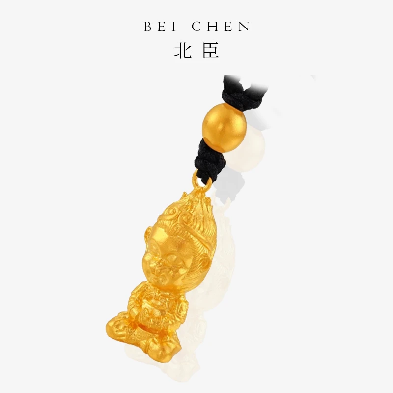 【灵庭】古法黑神话悟空吊坠足金999编绳黄金项链