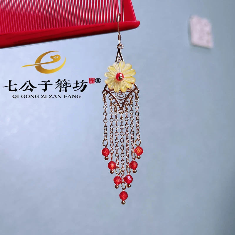 七公子 铜合金耳饰 精致新款潮手工时尚国风百搭气质高级女款耳环