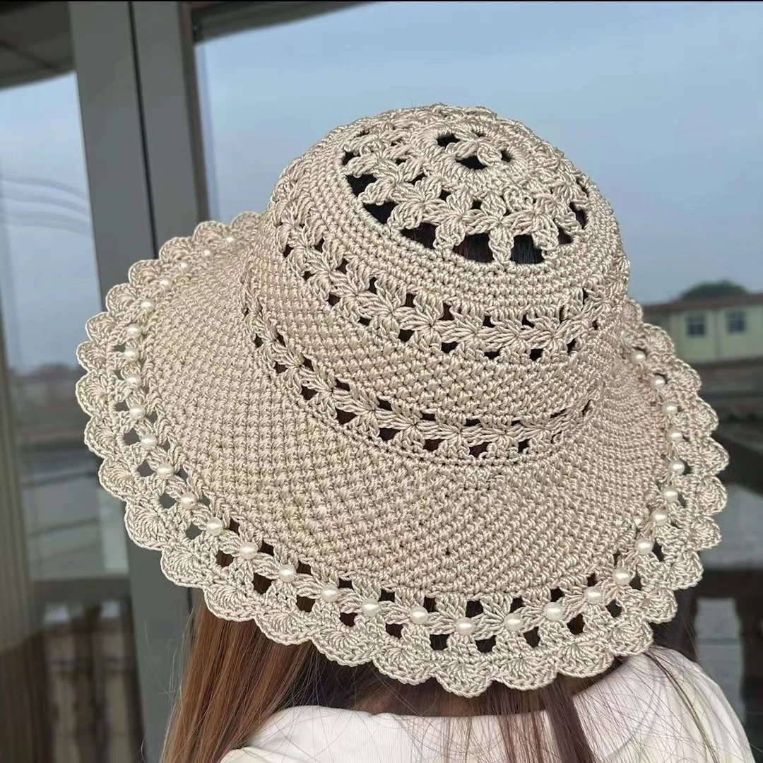 合股线四叶草下凉帽DIY手工编织帽子防晒遮阳便携帽子材料包