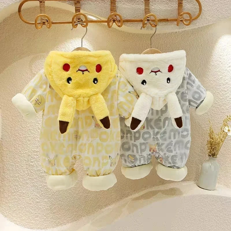 高货经典皮卡丘男女宝宝棉服连体衣婴幼儿棉服连体衣