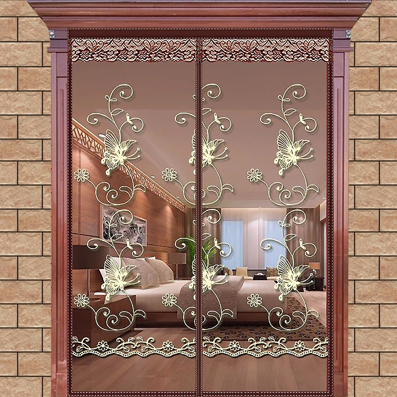 【绣花刺绣】家用夏季防蚊门帘磁性自吸新款门帘隔断沙门纱窗苍蝇