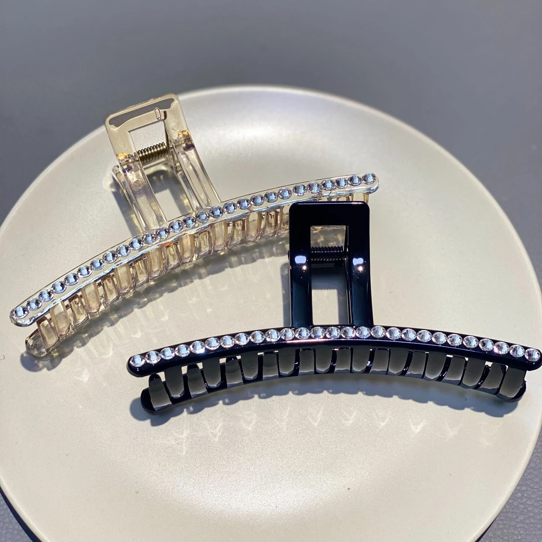 【新款】东大门高级水晶超大号抓夹盘发鲨鱼夹时尚法式抓夹轻奢气质