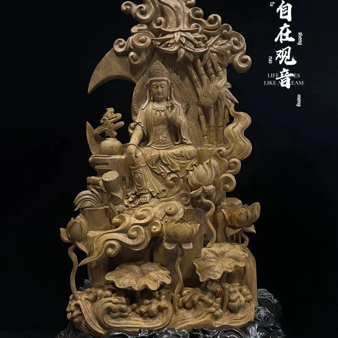 大沉香木雕自在观音十八罗汉佛像摆件八仙赵公明五路财神雕件定做