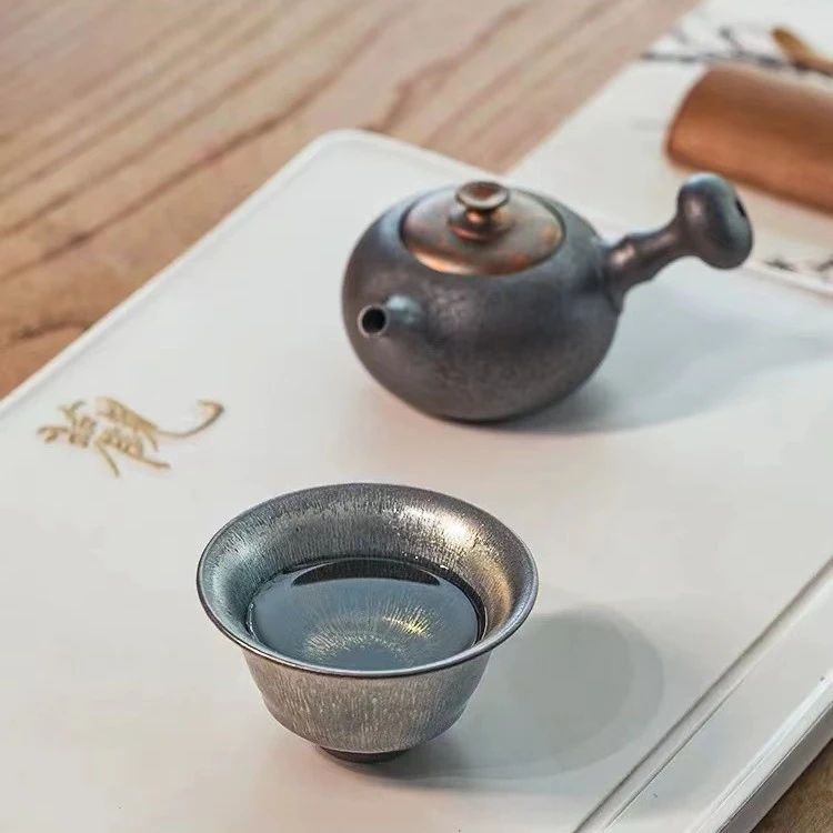 【万仟堂】汉风兔毫盏·建盏茶杯陶瓷主人杯银兔毫手作盏