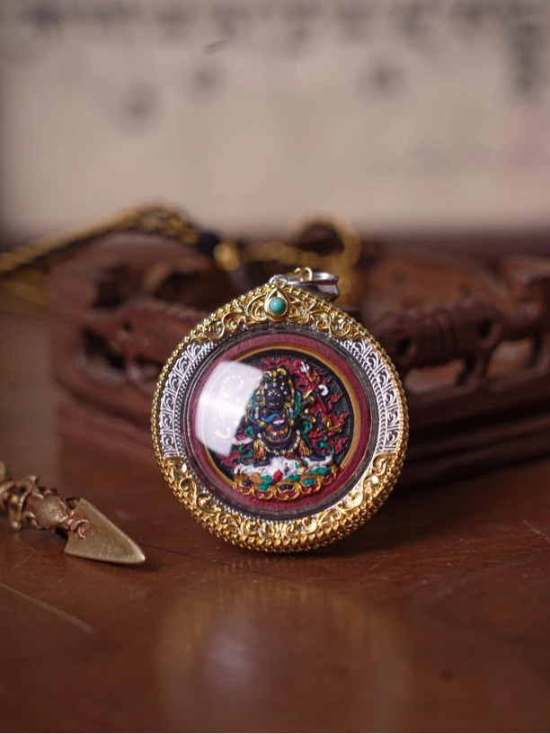 坠链均925银树脂 【圆满吉祥】大黑天 吉祥天母 双面精致擦擦项链