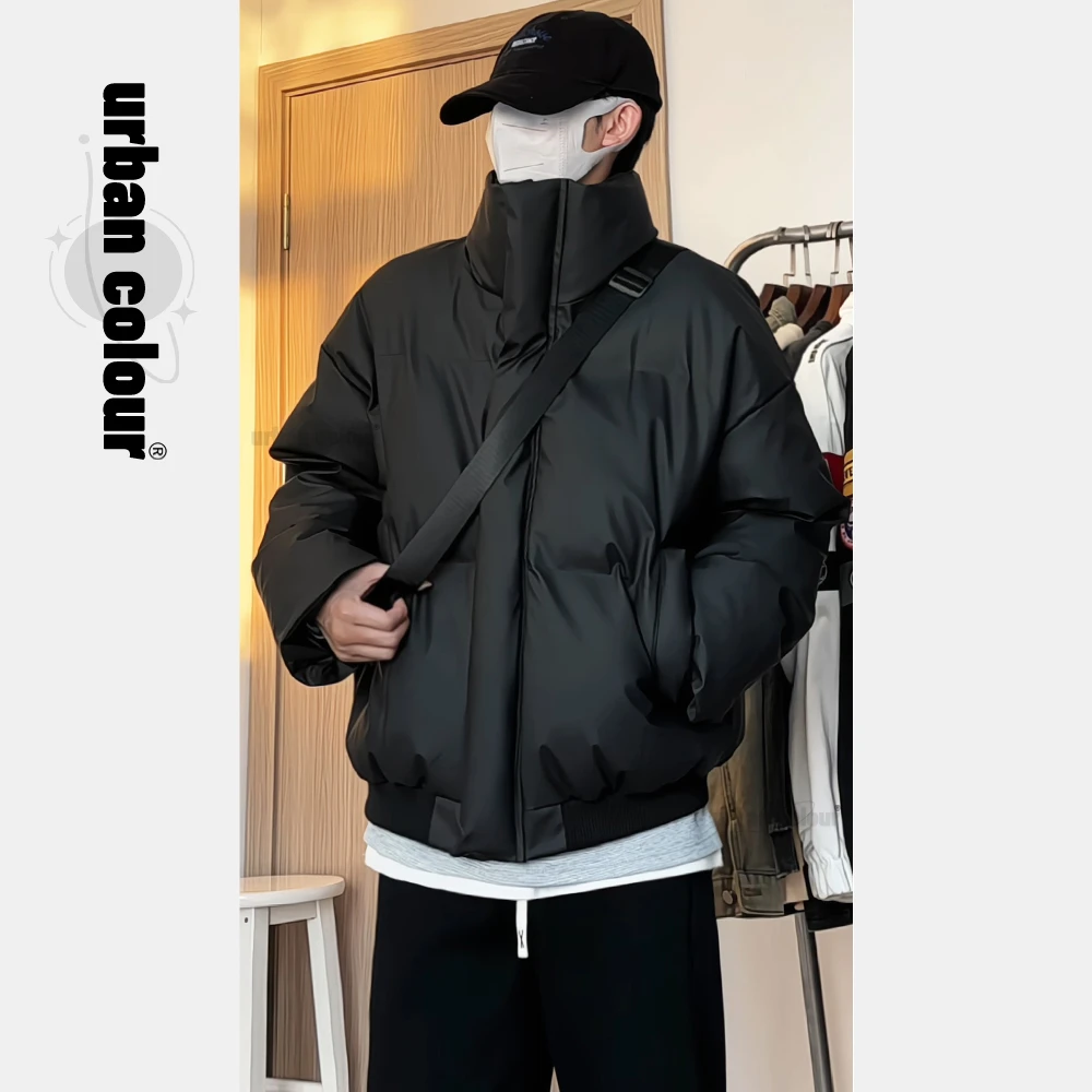 新款pu皮棉服男冬季防寒高街潮牌痞帅棉袄短款宽松面包服棉衣外套