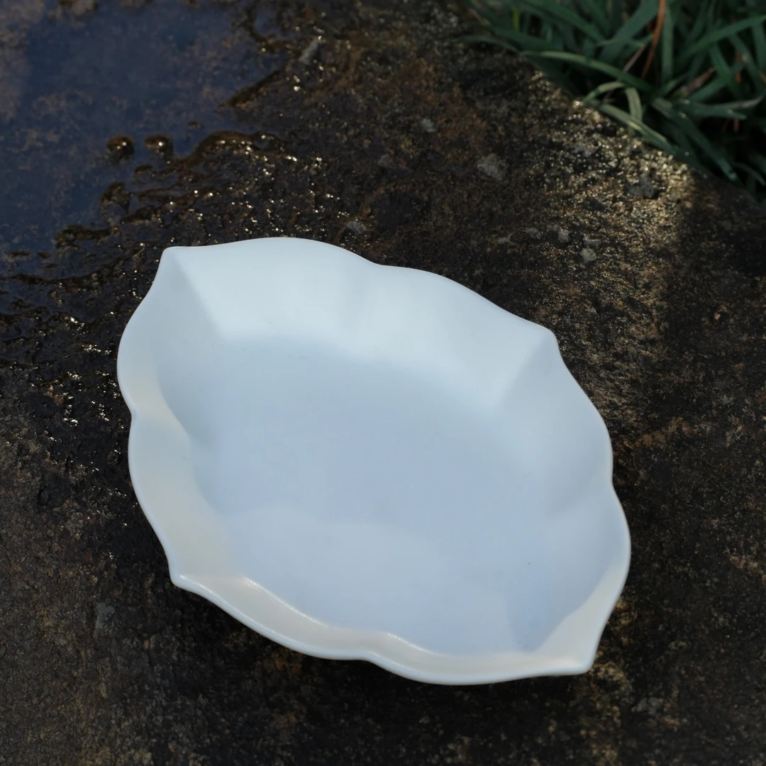 哑光白海棠蝶果盘（长15cm，宽11cm）