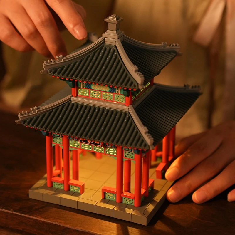 古建筑模型榫卯积木 知春亭/清三踩斗拱/月宫/玉翠亭拼装益智玩具