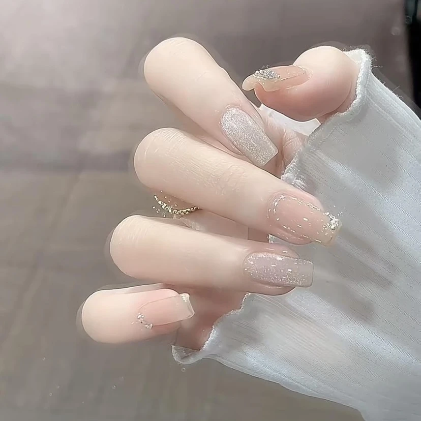 【月落星光】高端定制·纯手工穿戴美甲10片春夏气质冰透纯欲猫眼