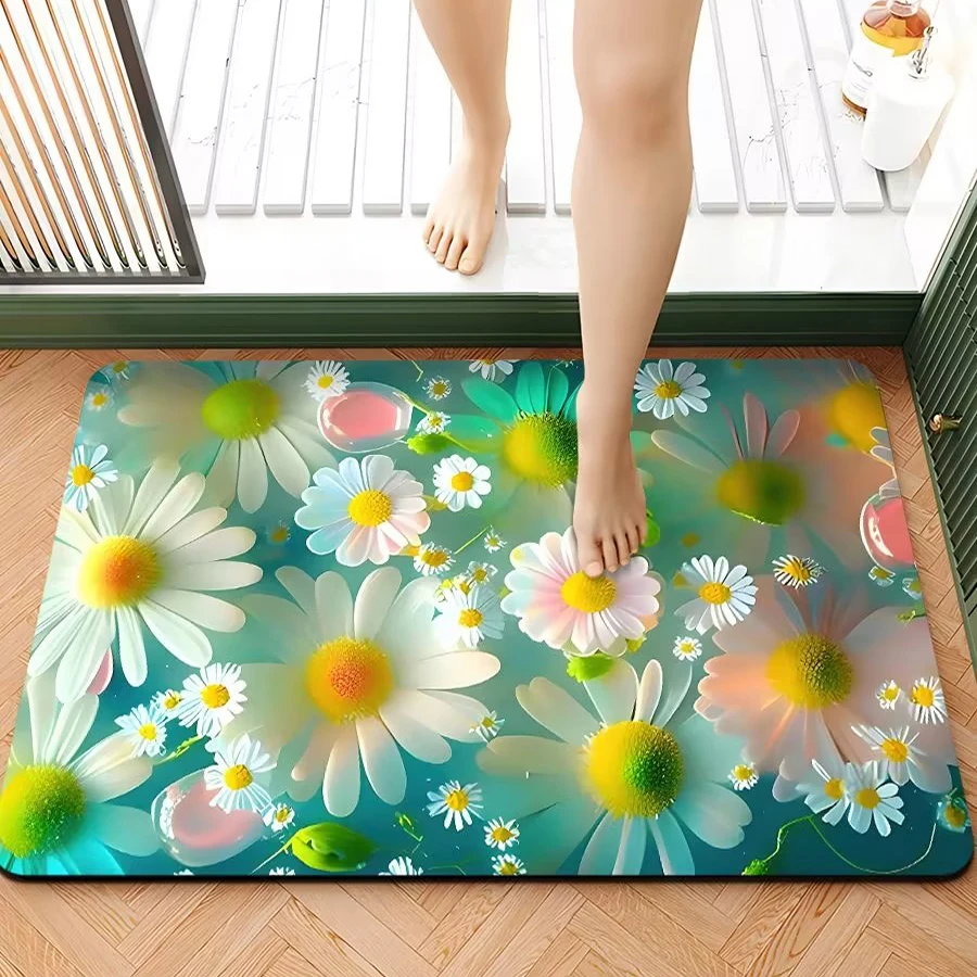 硅藻泥立体小花地垫吸水脚垫浴室垫卫生间地垫淋浴间门口防滑软垫