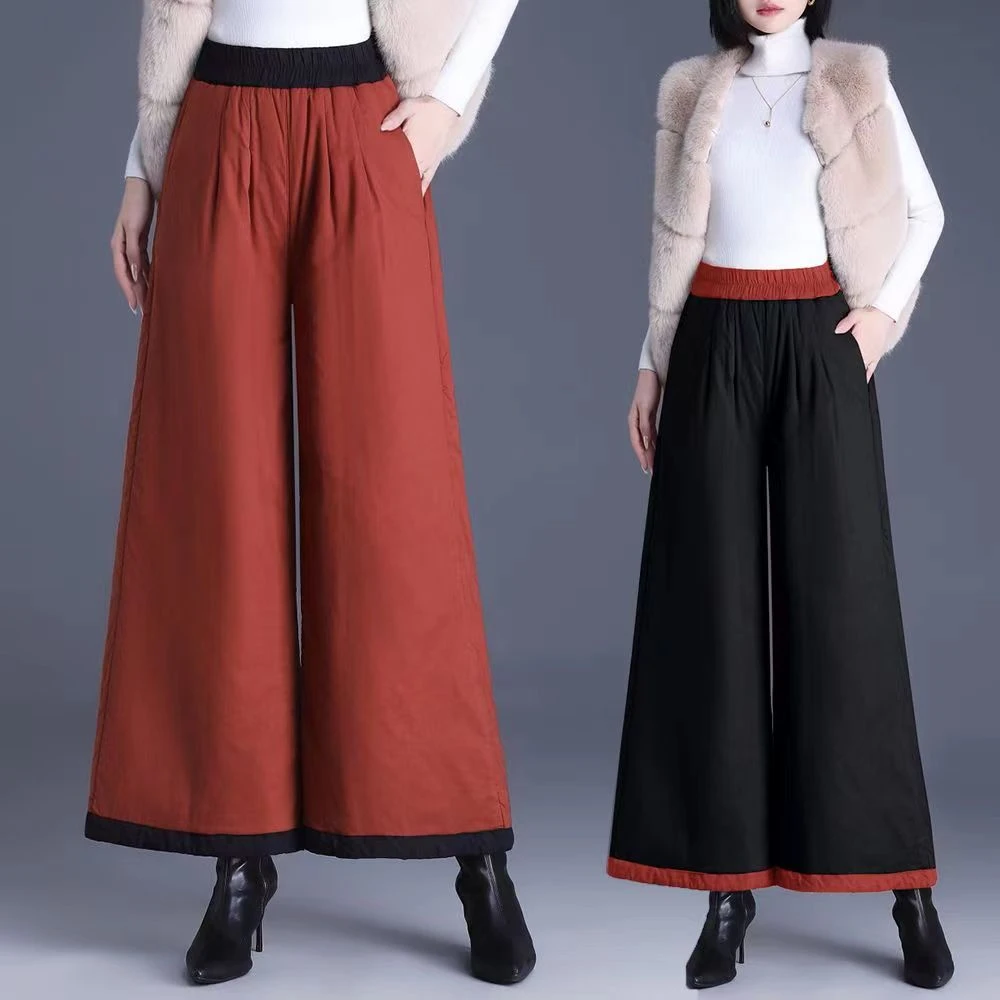 棉阔腿裤女冬季外穿保暖女裤2023妈妈装长裤加厚大码宽松【棉裤】