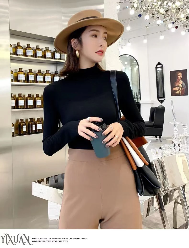 打底衫女半高领长袖女时尚高领不起球修身显瘦内搭百搭女士