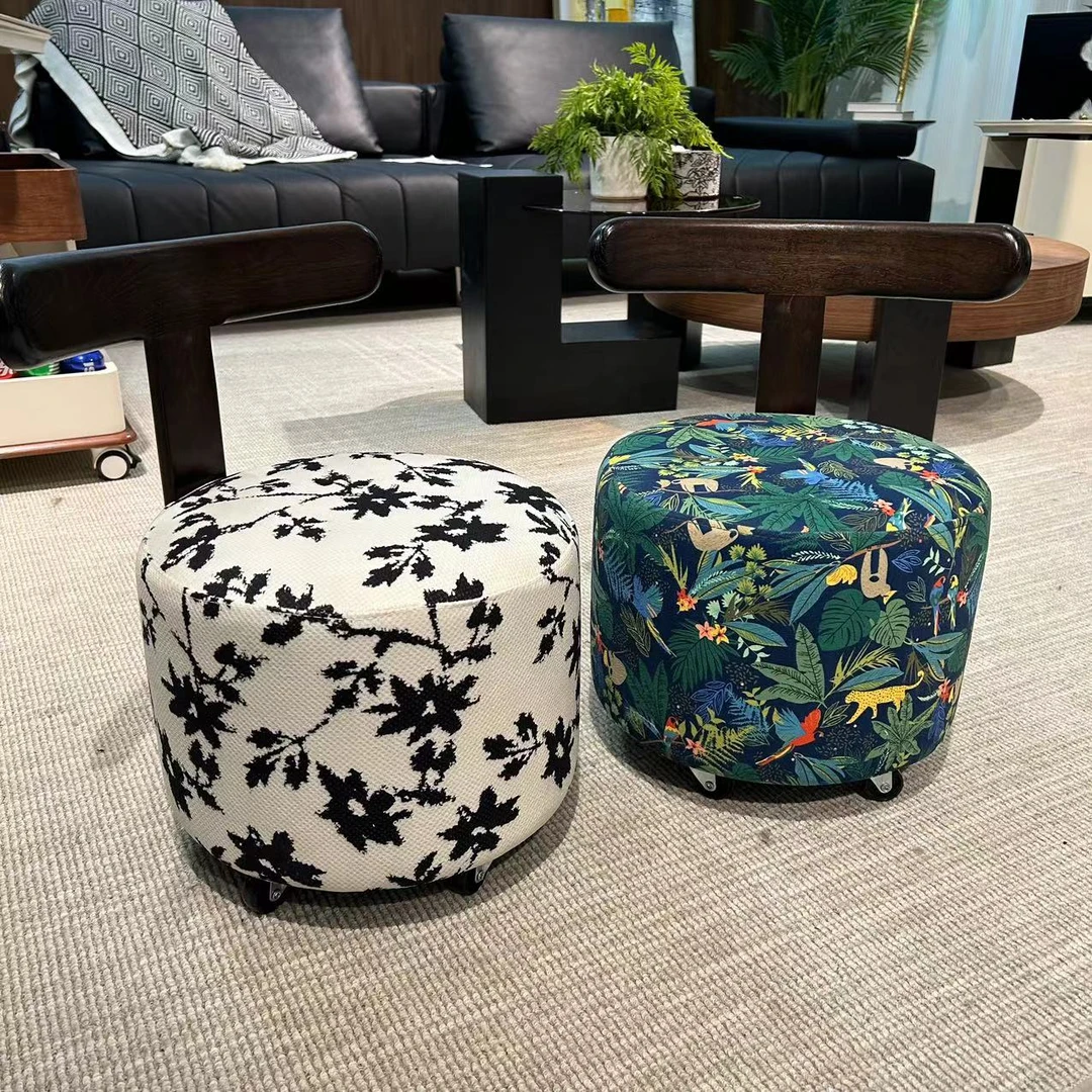 【溜溜凳】实木靠背家用小椅子创意客厅凳子【直径35 靠背20 总高47】