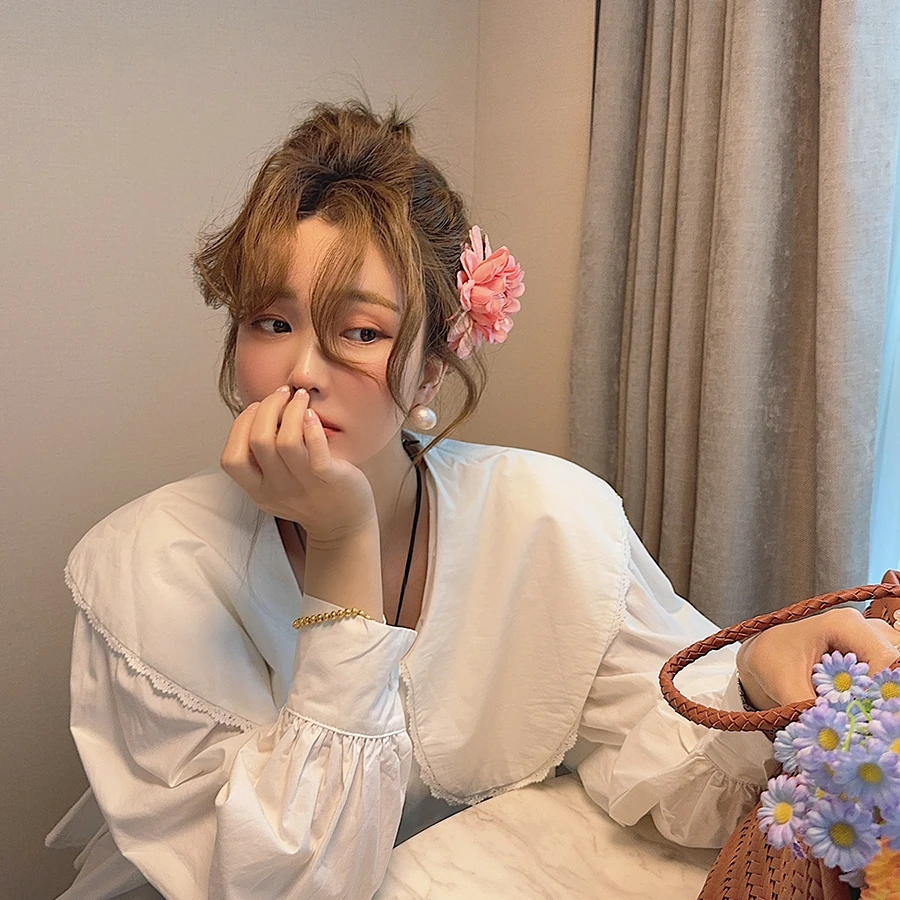 智英欧尼【智英同款淑女百搭春夏粉色大花发夹】