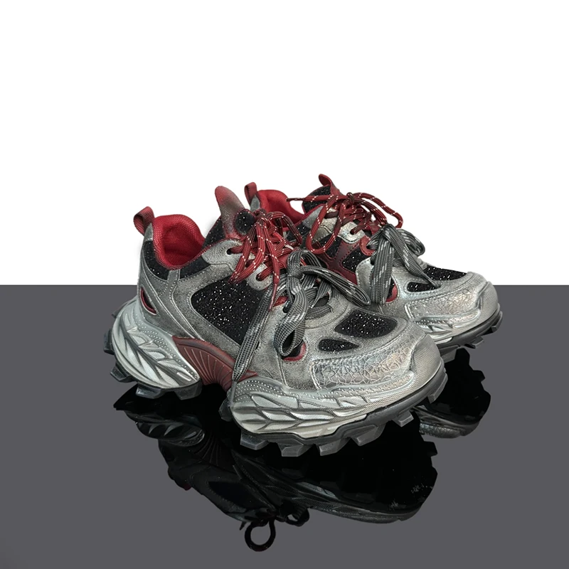 【DayDayUp】-暗黑芭比-小个子老爹鞋女拼色小众设计休闲厚底运动鞋