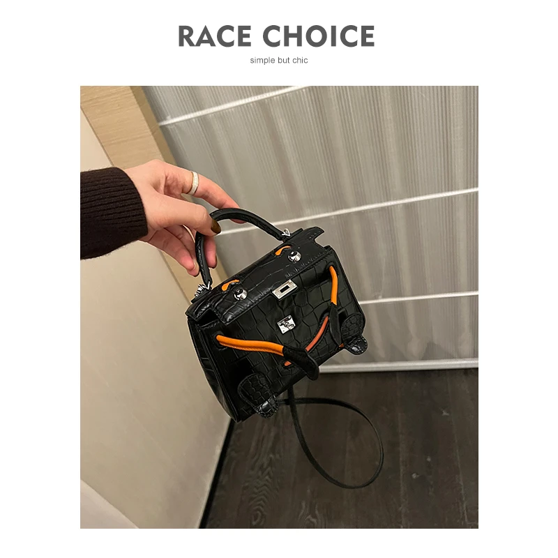 racechoice 笑脸包 可爱粉色迷你斜挎包恶搞蜡线真皮凯莉包小废包