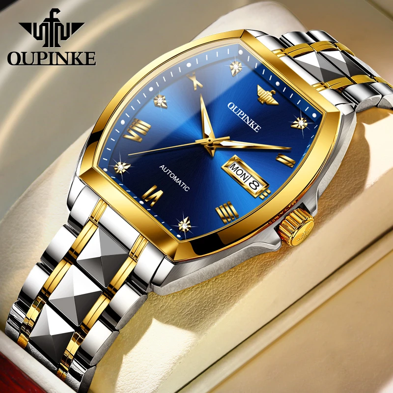 欧品客旗舰正品双日历酒桶款全自动百搭机械表男款爆款2024新款