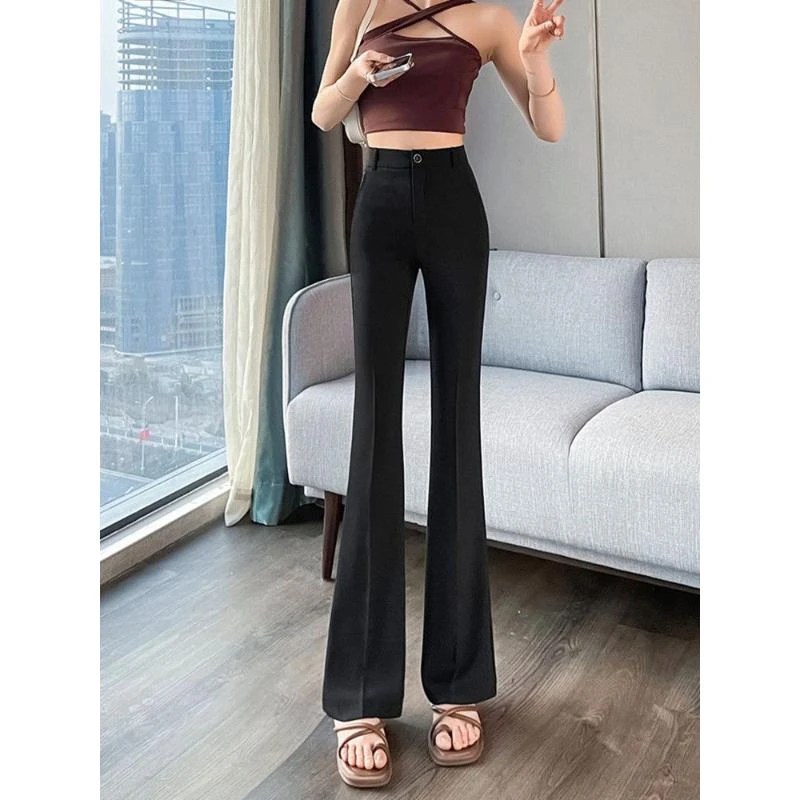 微喇裤子女2025夏季薄款微喇叭裤高腰显瘦修身百搭时尚微喇西装裤