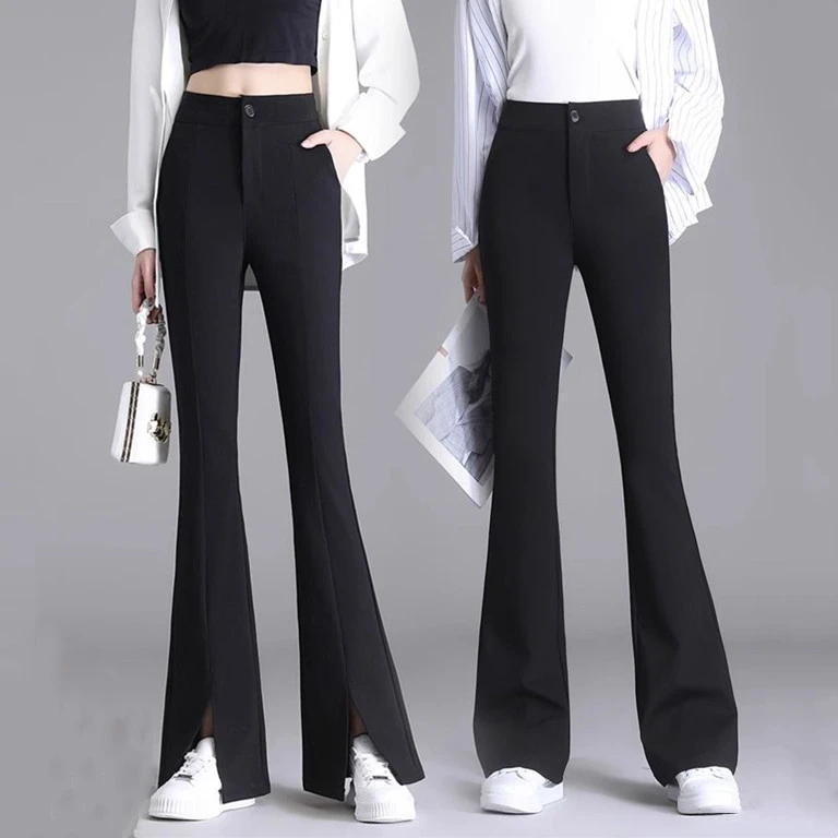 微喇裤子女夏季薄款微喇叭裤韩版高腰显瘦时尚修身休闲微喇西装裤