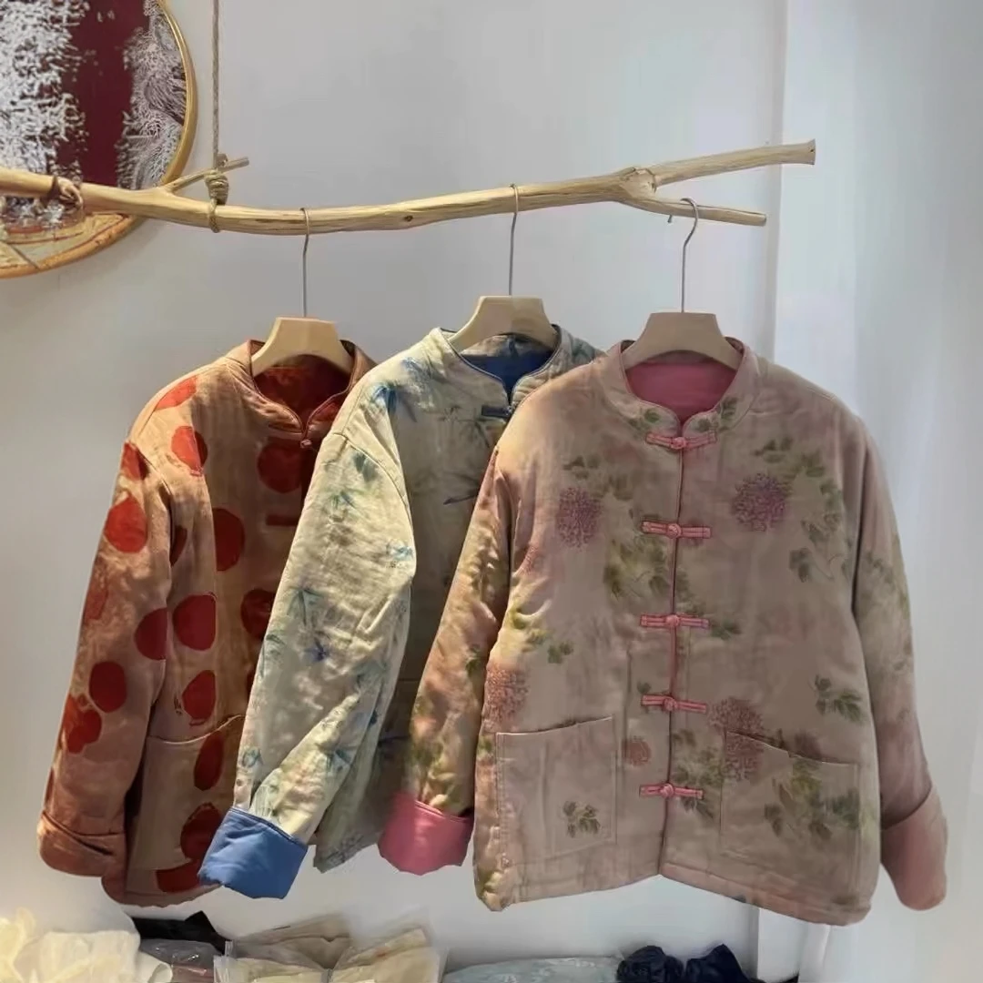 新中式国风立领加厚棉衣文艺复古保暖外套冬季