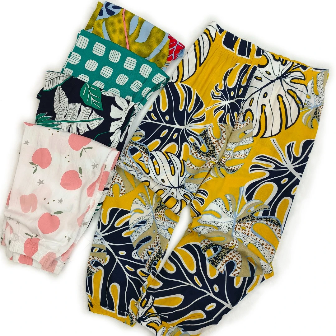 EN12F076男女童23年夏季宽松薄款运动束脚裤时尚家居休闲防蚊裤