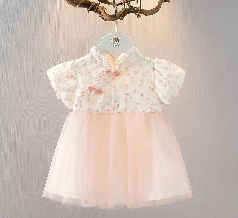 旗袍女童公主洋气夏季国风复古时尚裙子旗袍