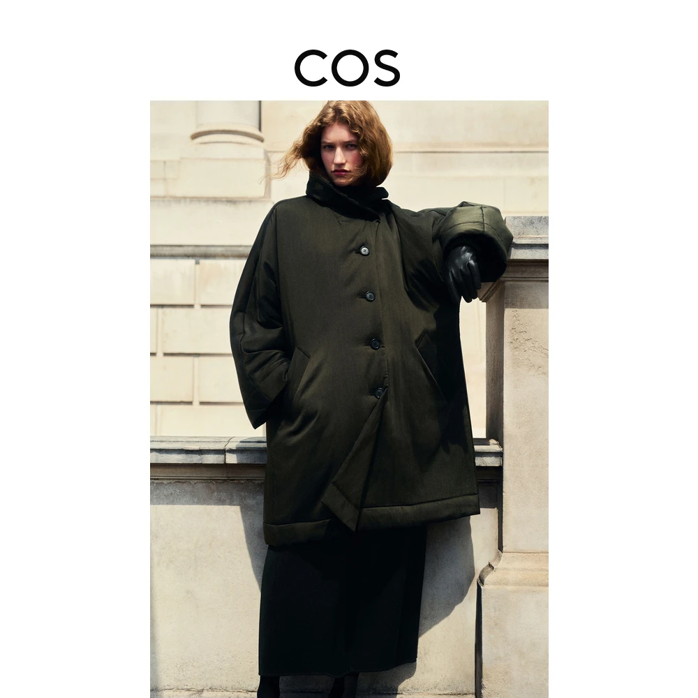 COS女装 宽松版型茧形苹果领衬里大衣新品1245822001