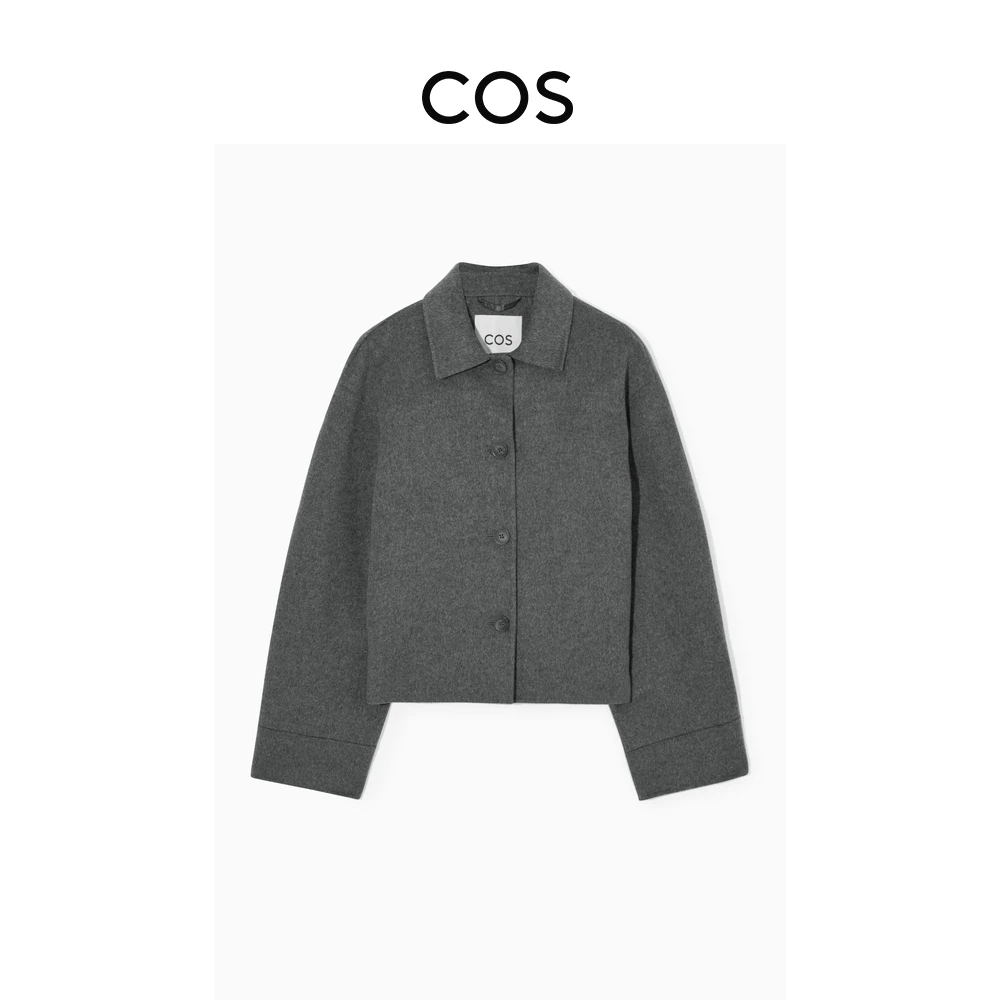 COS女装 休闲版型短款双面呢羊毛混纺外套2025春季新品1114437003
