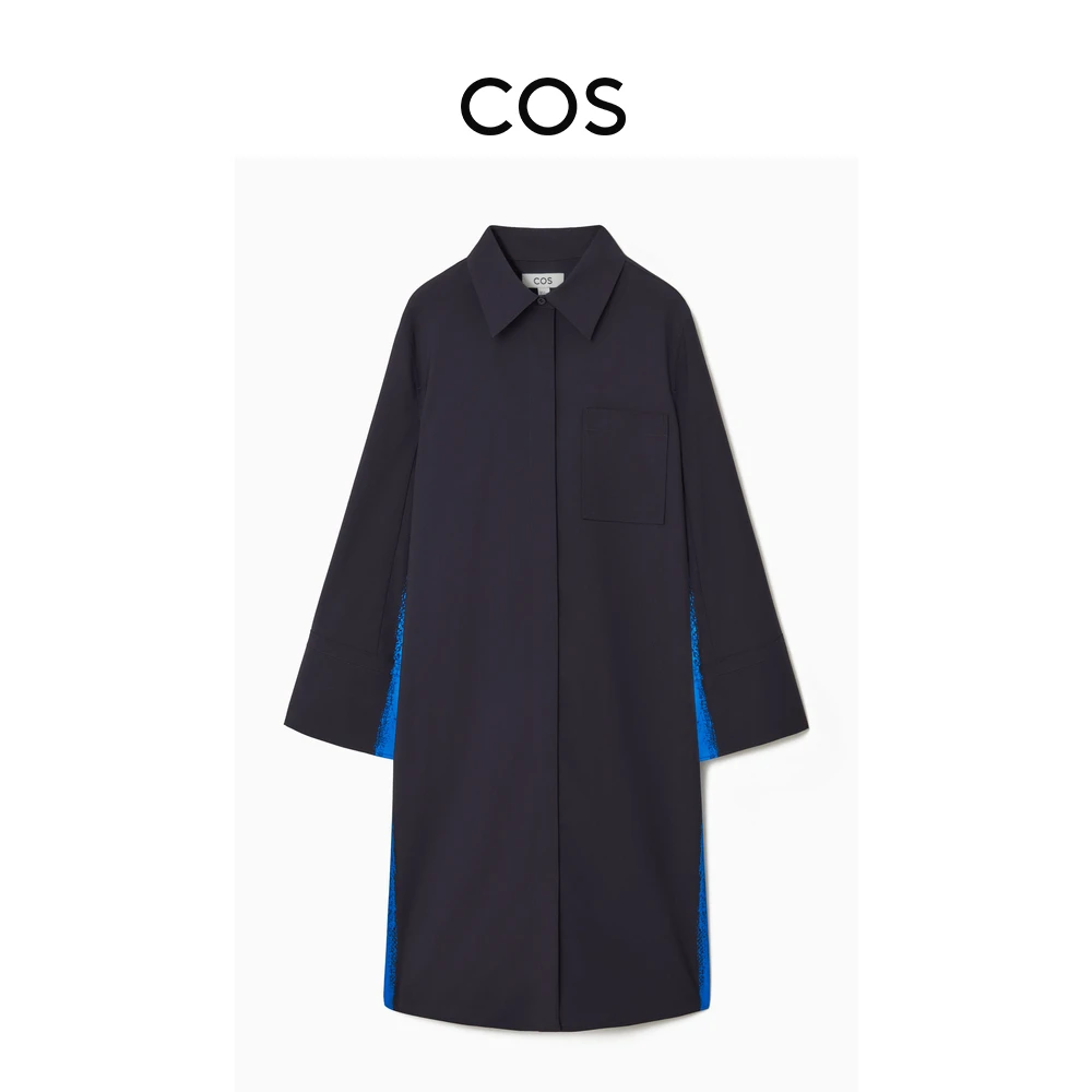 COS女装 标准版型刷纹印花羊毛衬衫连衣裙2024新品1225363001